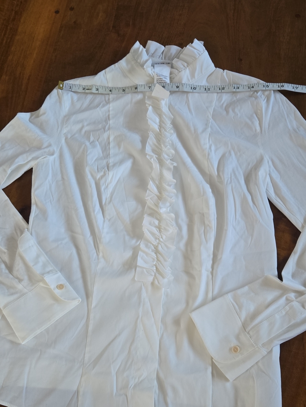 Akris Punto White Cotton Poplin And Elastane Ruffled Button Down Size 8 - Picture 16 of 16